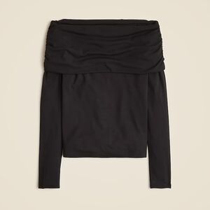 J Crew Black Top M Ribbed Off The Shoulder NWT Long Sleeves